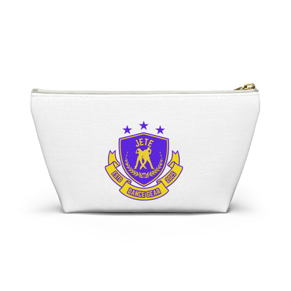 “Jeté Dance Gear" Makeup Bag – Colorful Collegiate-Inspired Dance Graphic – Stylish Zipper Pouch for Cosmetics, Accessories & Team Essentials