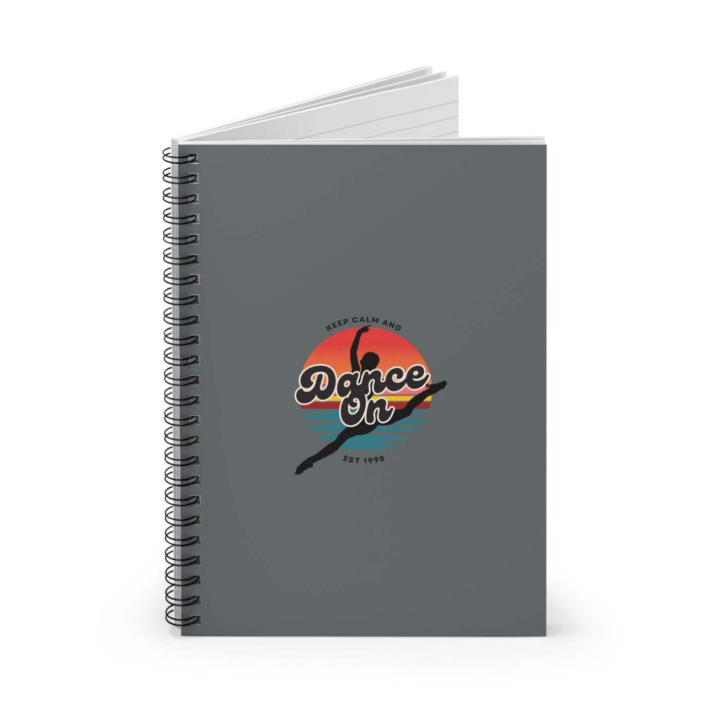 "Keep Calm and Dance On" Spiral Notebook – Retro Dance Journal with Colorful Graphic for Dancers, Students & Creative Writers