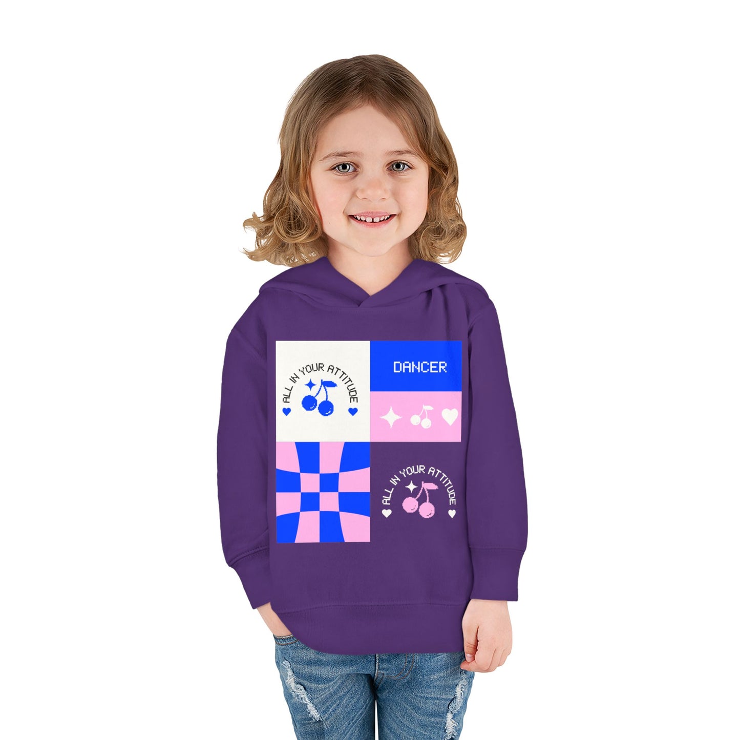 "Dancer – All in Your Attitude" Toddler Pullover Hoodie – Retro Dance Graphic Fleece Sweatshirt for Kids