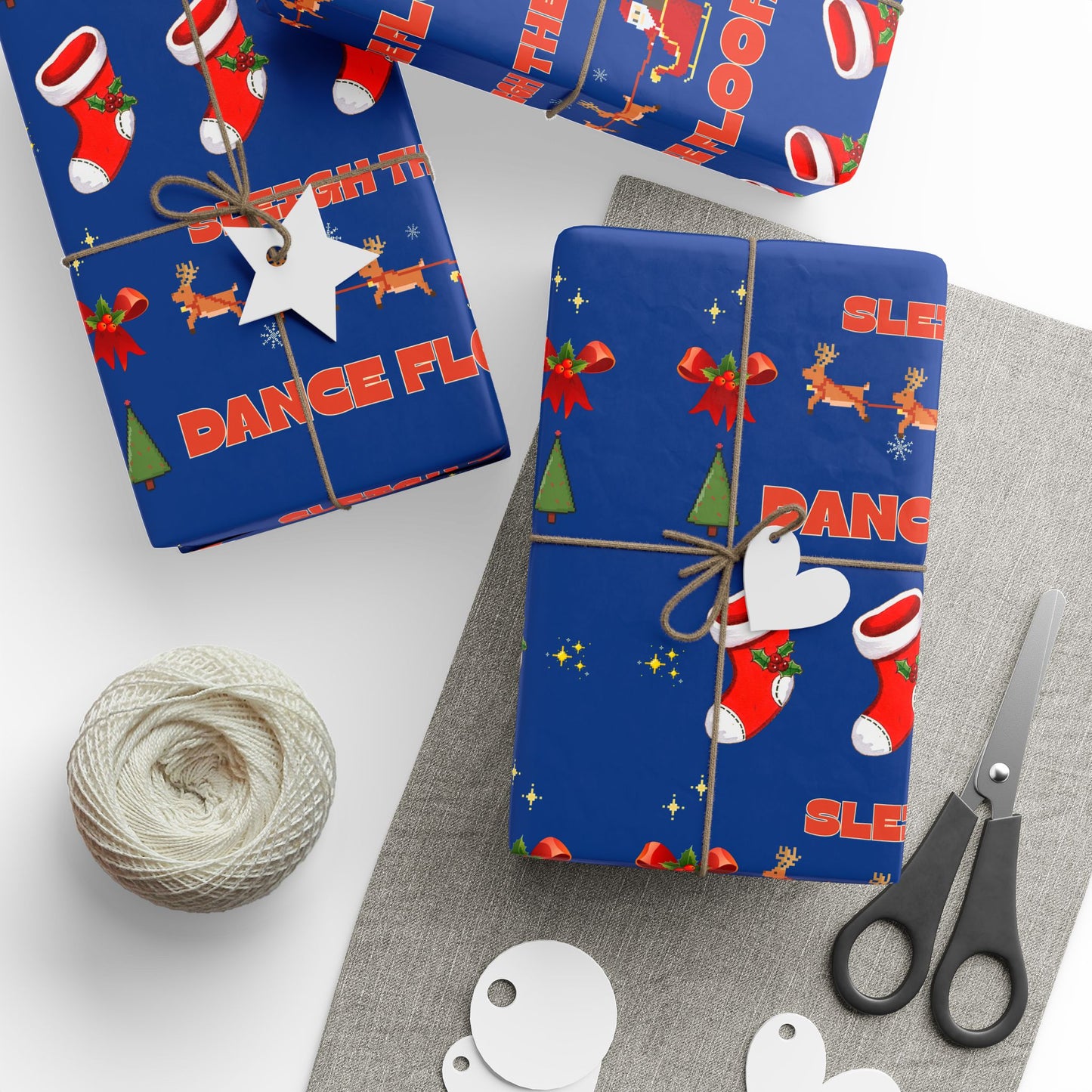 “Sleigh the Dance Floor” Christmas Wrapping Paper – Cute Retro Video Game–Style Holiday Gift Wrap for Dancers, Perfect for Dance Studios & Ballet Lovers