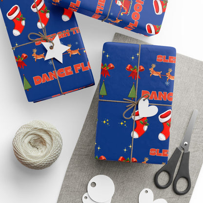 “Sleigh the Dance Floor” Christmas Wrapping Paper – Cute Retro Video Game–Style Holiday Gift Wrap for Dancers, Perfect for Dance Studios & Ballet Lovers