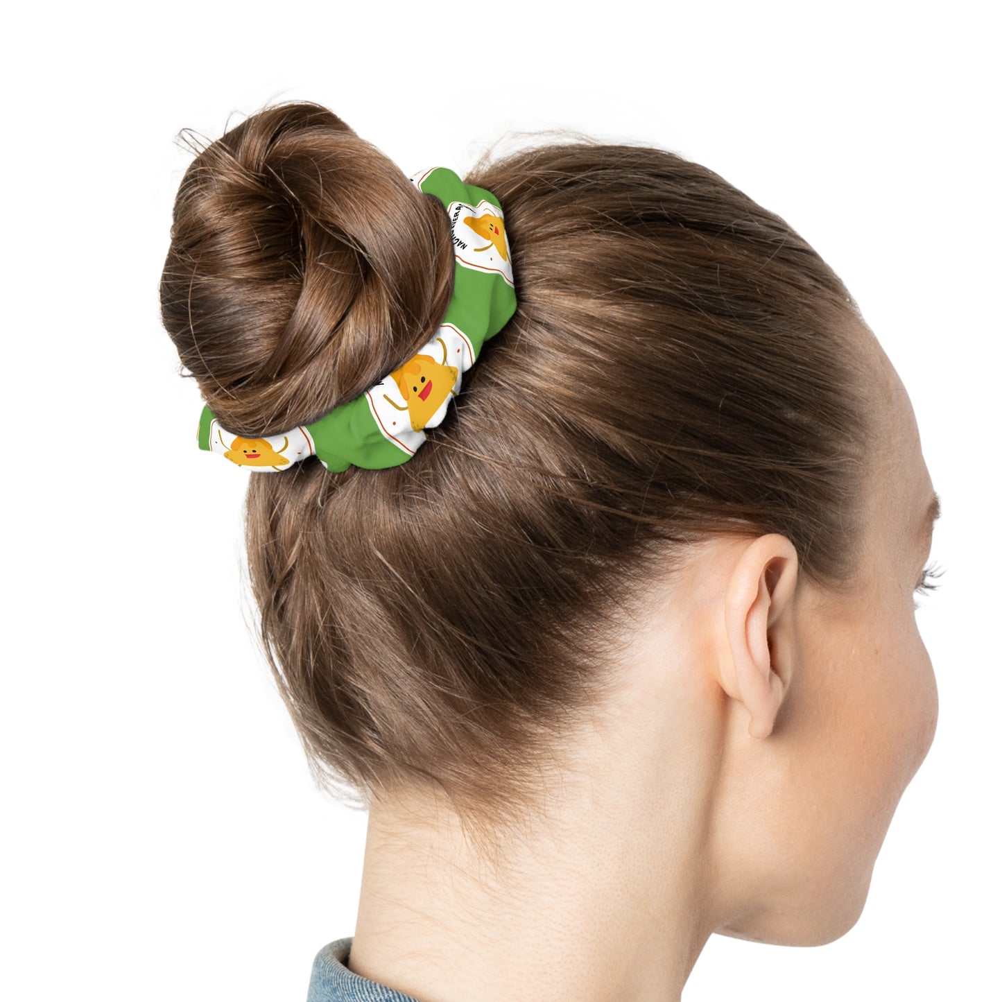 “Nacho Average Dancer” Scrunchie – Funny Dance Pun Hair Accessory with Cute Nacho Graphic