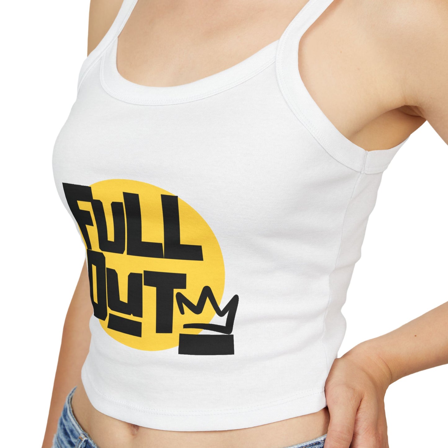 "Full Out" Women’s Spaghetti Strap Tank Top – Bold Streetwear-Inspired Dance Graphic | Trendy Dancewear for Performers, Classes & Everyday Style