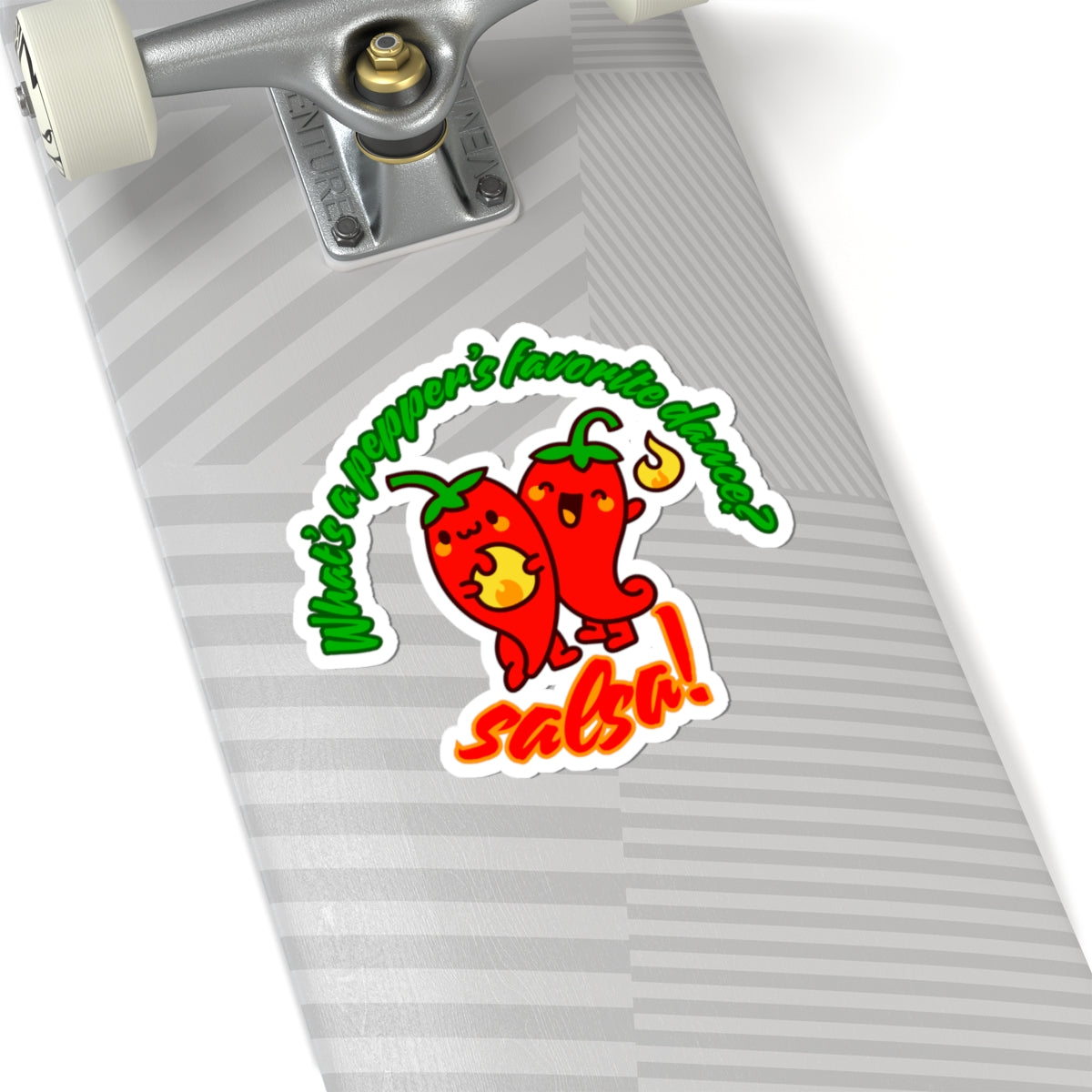 "What's a Pepper's Favorite Dance? Salsa!" Sticker – Funny Dance Pun Kiss-Cut Vinyl Sticker with Cute Pepper Graphic