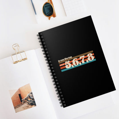 "From the Top and 5, 6, 7, 8" Spiral Notebook – Retro-Inspired Dance Journal with Colorful Graphic for Dancers, Choreographers & Students