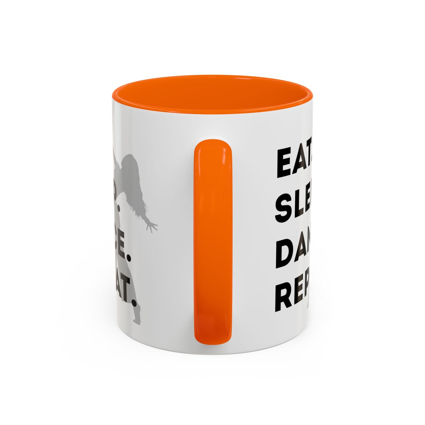"Eat Sleep Dance Repeat" Accent Coffee Mug – Gray Dancer Graphic Ceramic Mug for Dance Lovers