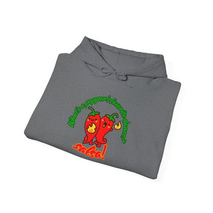 "What’s a Pepper’s Favorite Dance? Salsa!" Unisex Hooded Sweatshirt – Funny Dance Pun Hoodie with Cute Pepper Graphic for Dancers & Foodies