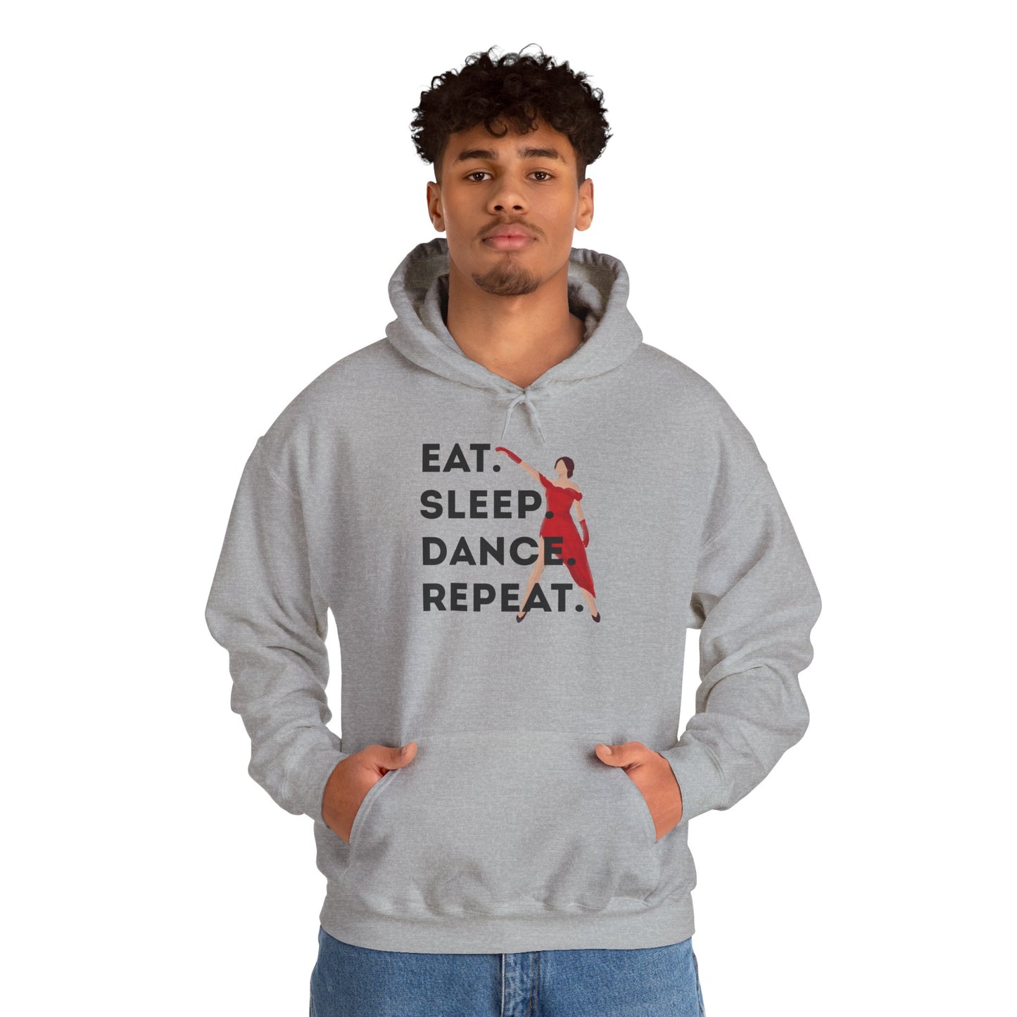 "Eat Sleep Dance Repeat" Unisex Dance Hoodie – Bold Graphic Sweatshirt for Dancers