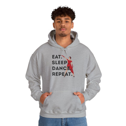 "Eat Sleep Dance Repeat" Unisex Dance Hoodie – Bold Graphic Sweatshirt for Dancers