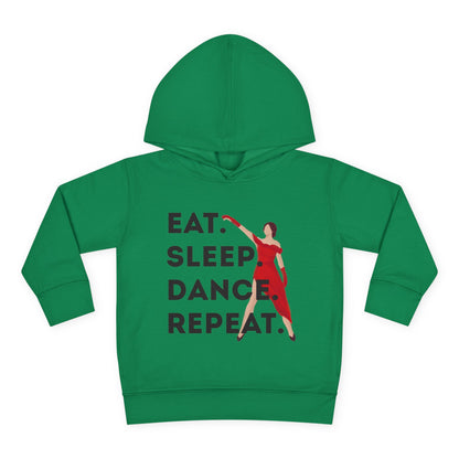 "Eat Sleep Dance Repeat" Toddler Dance Hoodie – Bold Dancer Graphic Fleece Pullover for Kids