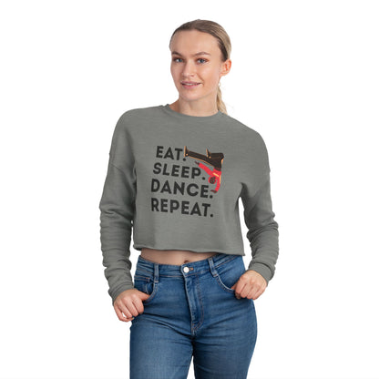 "Eat, Sleep, Dance, Repeat" Women’s Cropped Dance Sweatshirt – Bold B-Boy Graphic | Street Style Dance Apparel for Breakdancers & Hip-Hop Lovers