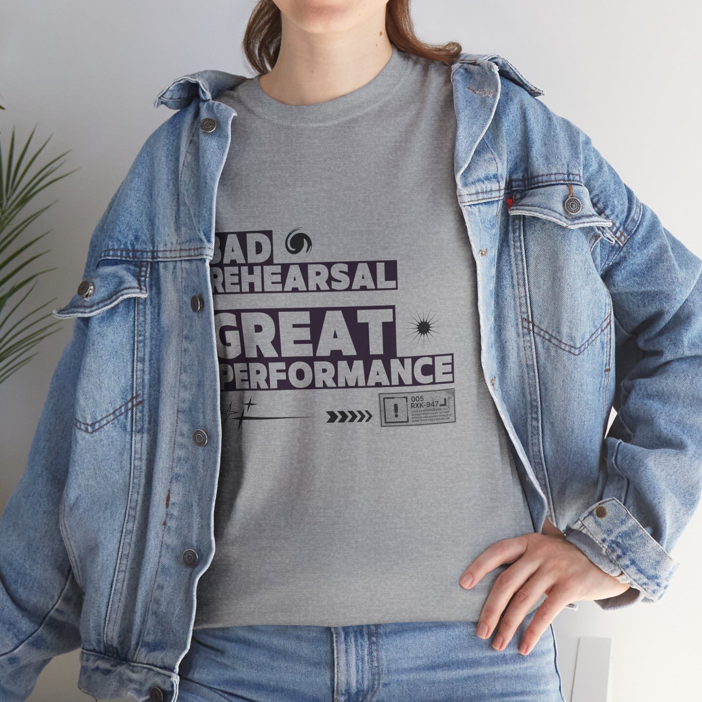 "Bad Rehearsal, Great Performance" Dance Quote Tee – Unisex Heavy Cotton T-Shirt with Streetwear-Inspired Graphic for Dancers