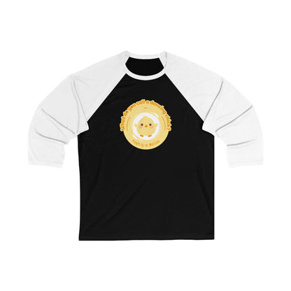 "What Do You Call a Dancing Chick? Poultry in Motion" Unisex 3/4 Sleeve Baseball Tee – Funny Dance Shirt with Cute Chicken Graphic for Dancers