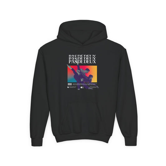 “Pas De Deux” Ballet Term Definition with Pair of Dancers Graphic | Unisex Youth Hoodie – Streetwear-Inspired Ballet Dance Hoodie for Kids & Young Performers