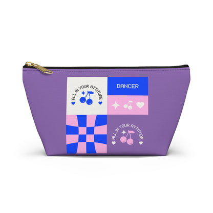 "Dancer - All in Your Attitude" Makeup Bag – Cute Retro Dance Graphic – Inspirational Dance-Themed Zipper Pouch for Cosmetics, Accessories & Gifts