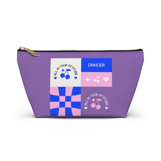 "Dancer - All in Your Attitude" Makeup Bag – Cute Retro Dance Graphic – Inspirational Dance-Themed Zipper Pouch for Cosmetics, Accessories & Gifts