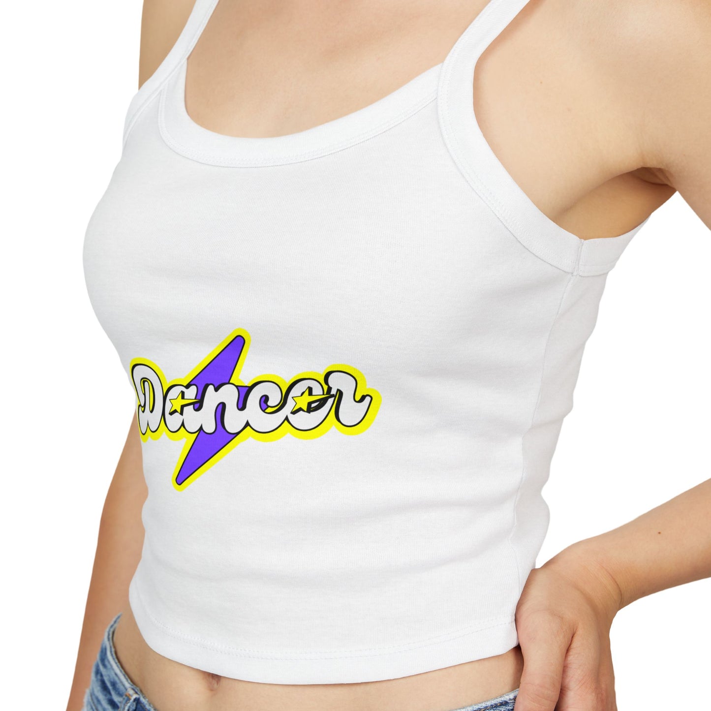 "Dancer" Women’s Spaghetti Strap Tank Top – Superhero-Inspired Dancer Graphic | Empowering Dance Apparel for Strong & Stylish Performers