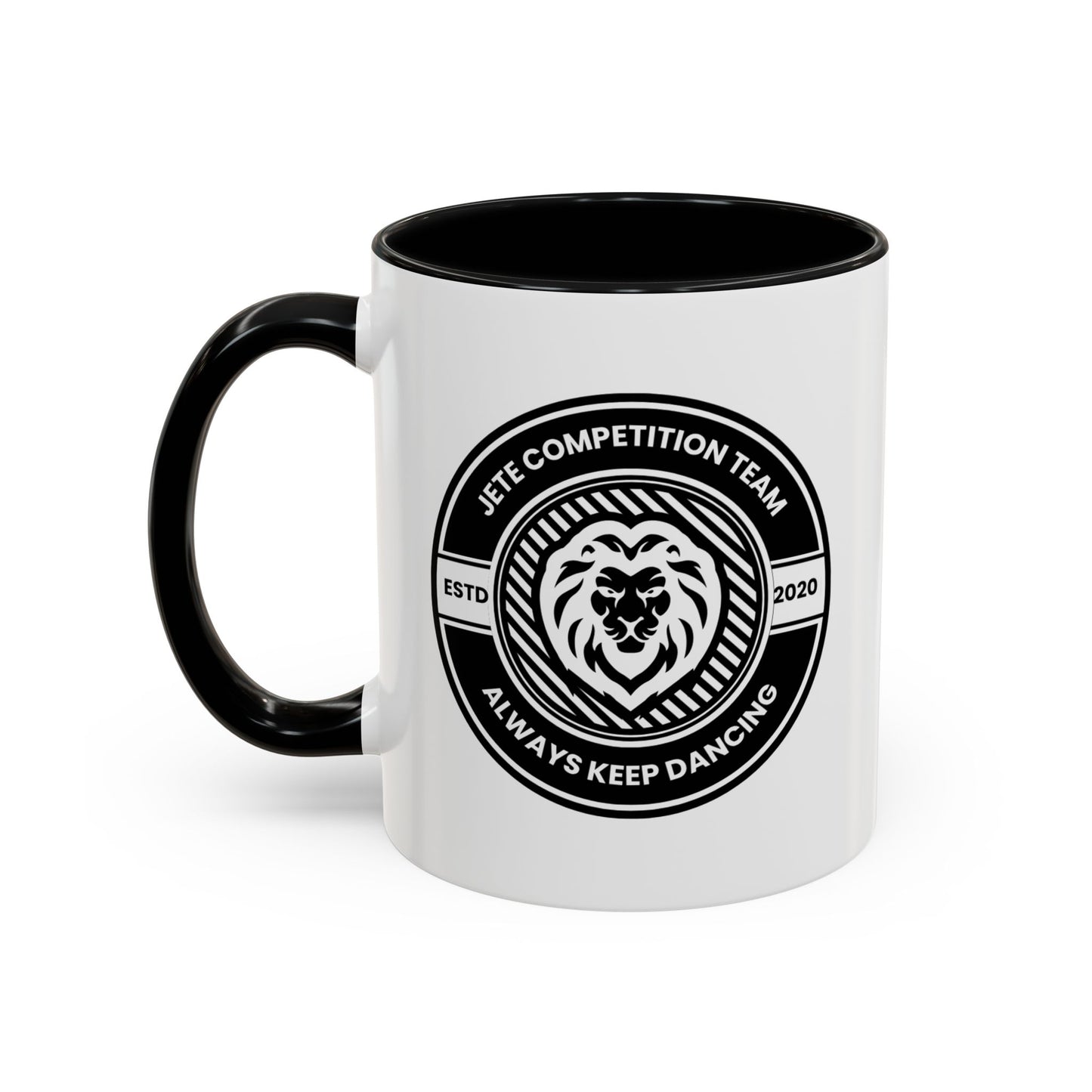 "Jeté Competition Team – Always Keep Dancing" Accent Coffee Mug – Collegiate Style Ceramic Mug for Dancers and Studio Teams