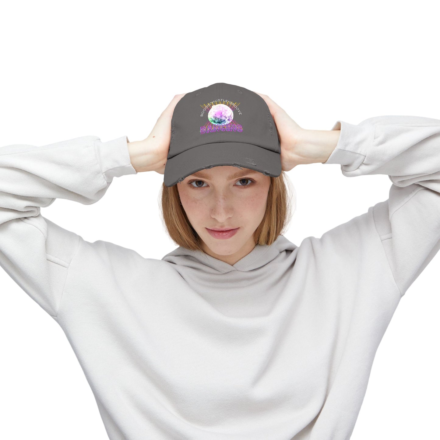 "Boogie, Hustle, Groove - Dancing" Streetwear Embroidered Design – Unisex Distressed Dance Cap