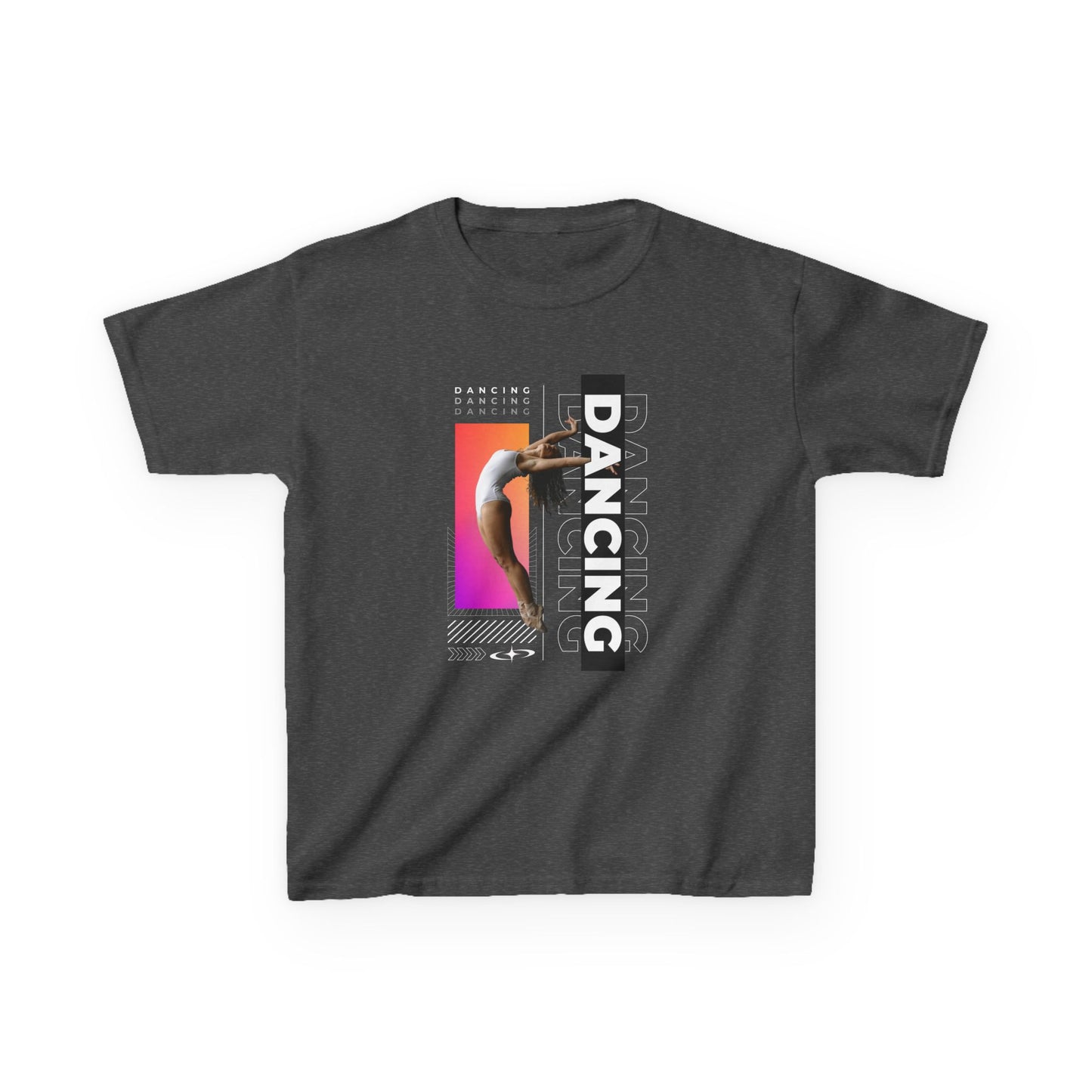 “Dancing” Youth Short Sleeve T-Shirt – Streetwear-Inspired Female Dancer Graphic – Stylish Kids Dance Apparel Tee