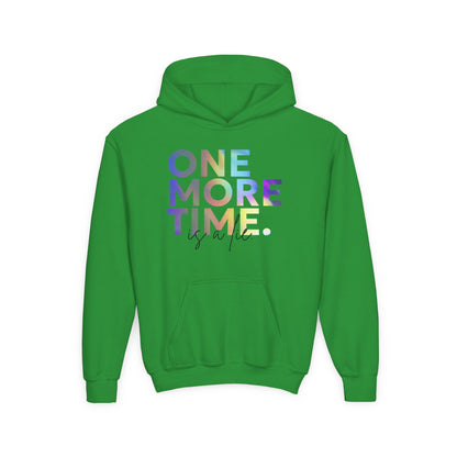 "One More Time Is a Lie" Youth Hooded Sweatshirt – Colorful Dance Rehearsal Quote Graphic Hoodie for Kids and Teens