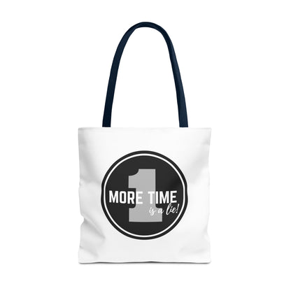 "One More Time is a Lie" Dance Tote Bag – Bold Emblem Graphic Canvas Bag for Dancers, Rehearsals & Everyday Use
