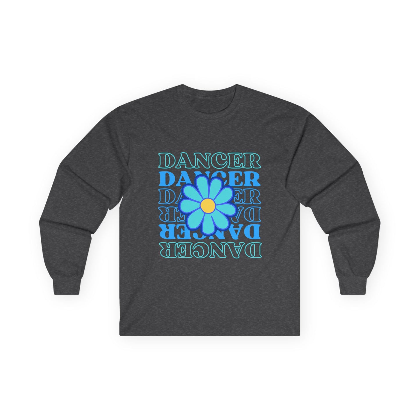 "Dancer" Unisex Long Sleeve Tee – Elegant Floral Text Graphic Dance Shirt for Performers, Instructors & Studio Style