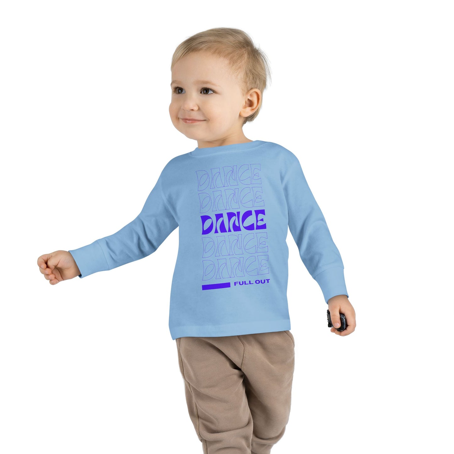 "Dancer – Full Out" Toddler Long Sleeve Dance Tee – Bold Motivational Graphic Shirt for Young Movers