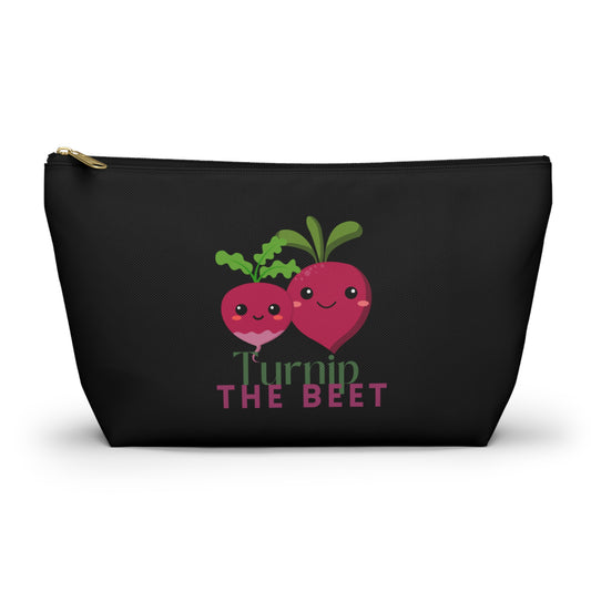 "Turnip the Beet" Makeup Bag – Cute Vegetable Dance Pun Graphic – Fun Dance-Themed Zipper Pouch for Cosmetics, Accessories & Gifts