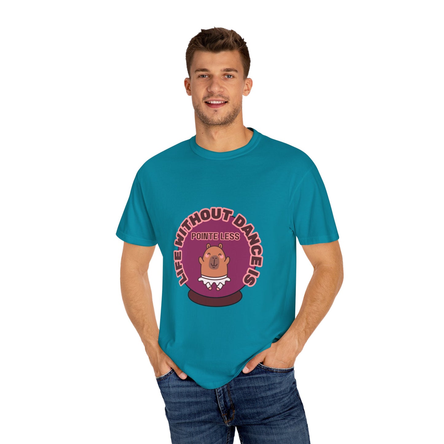 "Life Without Dance is Pointeless" Unisex Garment-Dyed T-Shirt – Cute Dancing Capybara Graphic Tee – Funny Dance Shirt for Animal Lovers & Performers