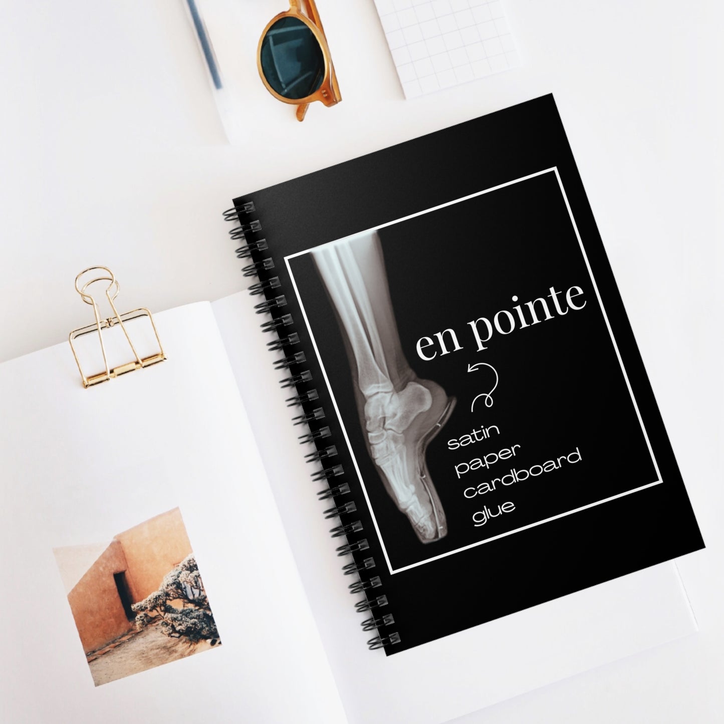 “I Dance En Pointe” Spiral Notebook with X-Ray Ballet Foot Graphic – Personalized Dance Notebook with Custom Name or Studio Option