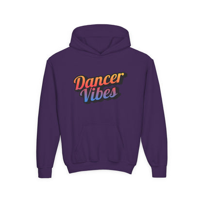 "Dancer Vibes" Youth Hooded Sweatshirt – Retro Text-Based Dance Graphic Hoodie for Kids and Teens