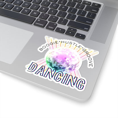 "Boogie Hustle Groove -Dancing" Kiss-Cut Sticker – Retro Dance-Themed Vinyl Sticker with Colorful 70s-Inspired Graphic – Fun Sticker for Laptops, Journals & Water Bottles