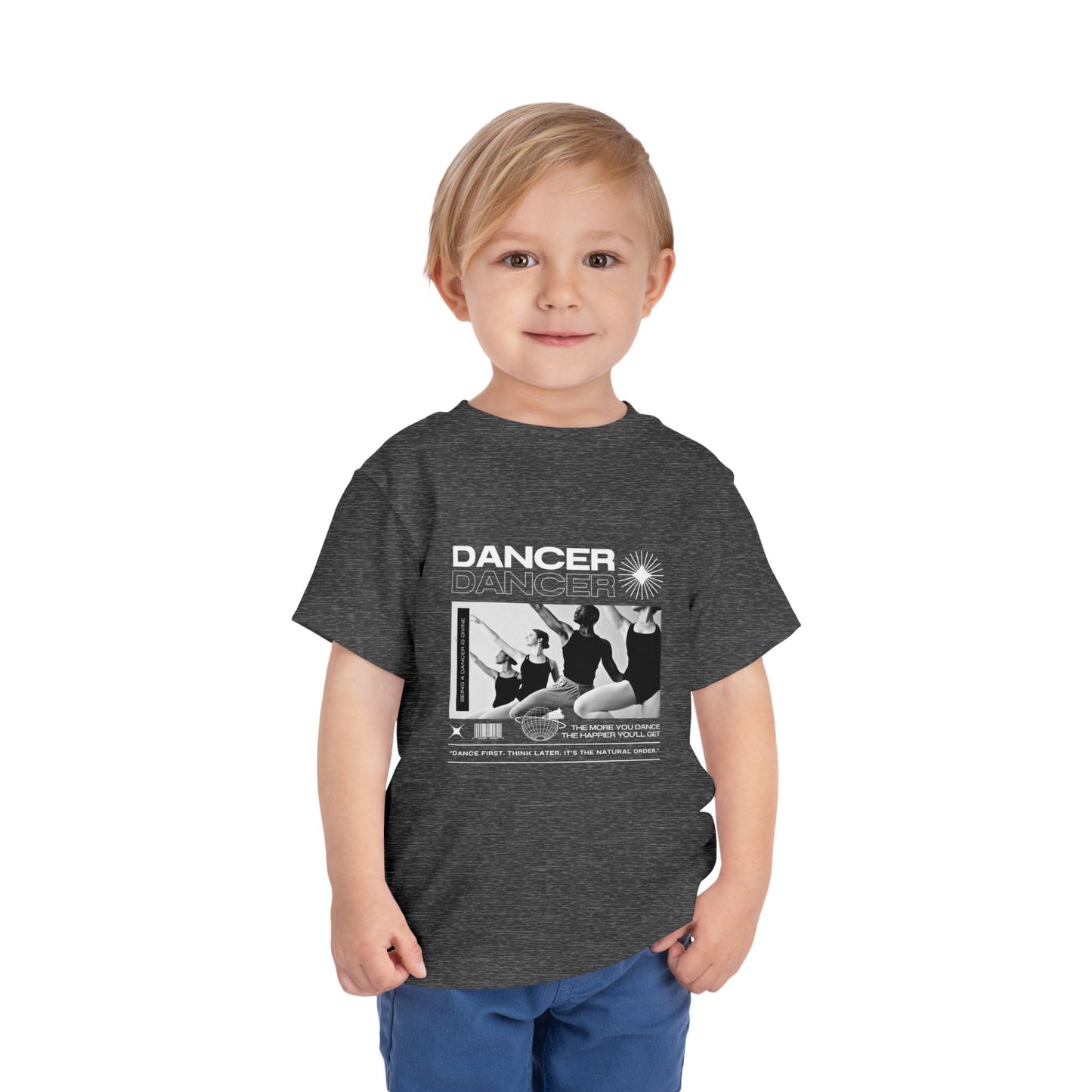 “Dancer" Toddler Short Sleeve T-Shirt – Streetwear-Inspired Ballet Barre Graphic Tee for Young Kids