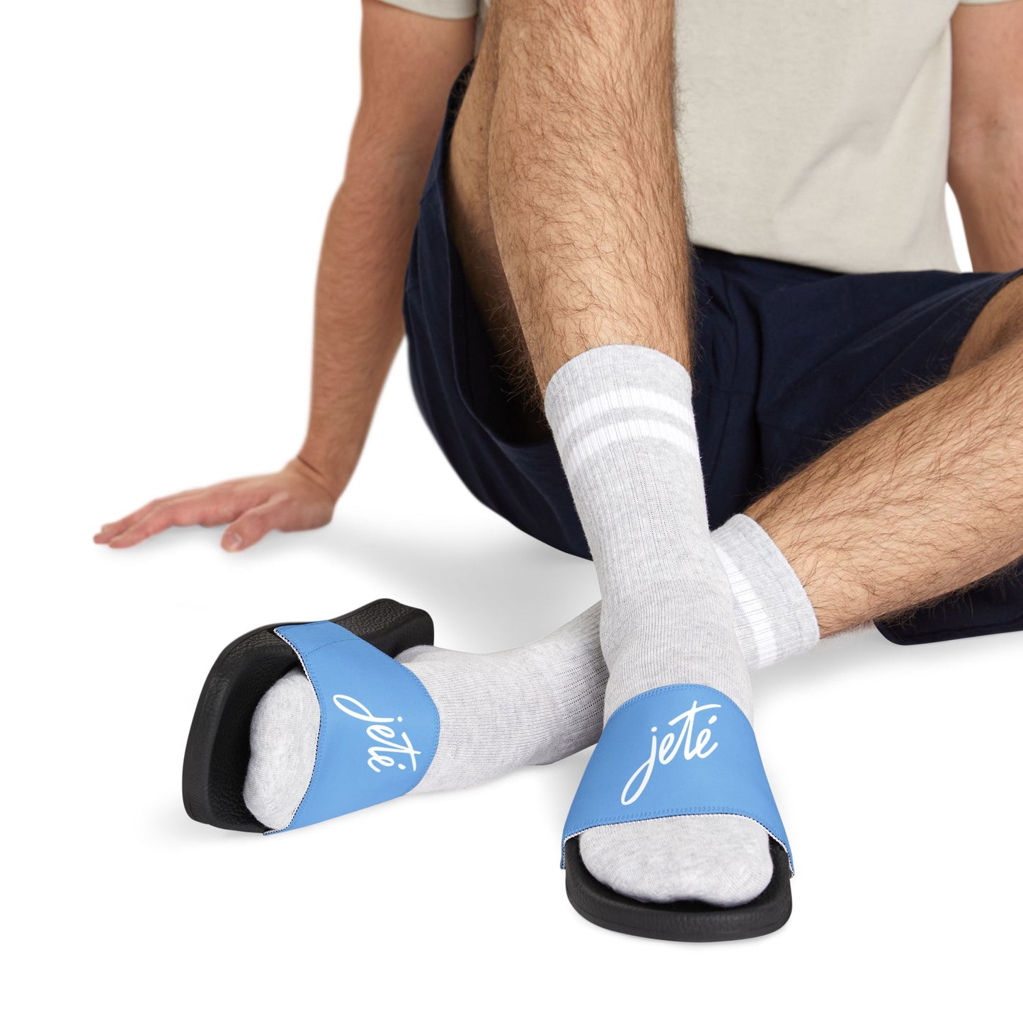 MEN'S SIZES - “Jeté” Official Logo Dance -Inspired Custom Footwear | Men’s Sandal Slides with Removable Straps