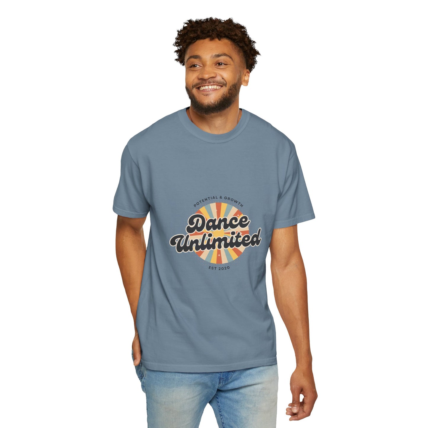 "Dance Unlimited, Potential & Growth" Unisex Garment-Dyed T-Shirt – Retro-Inspired Dance Motivation Graphic Tee – Inspirational Shirt for Dancers"