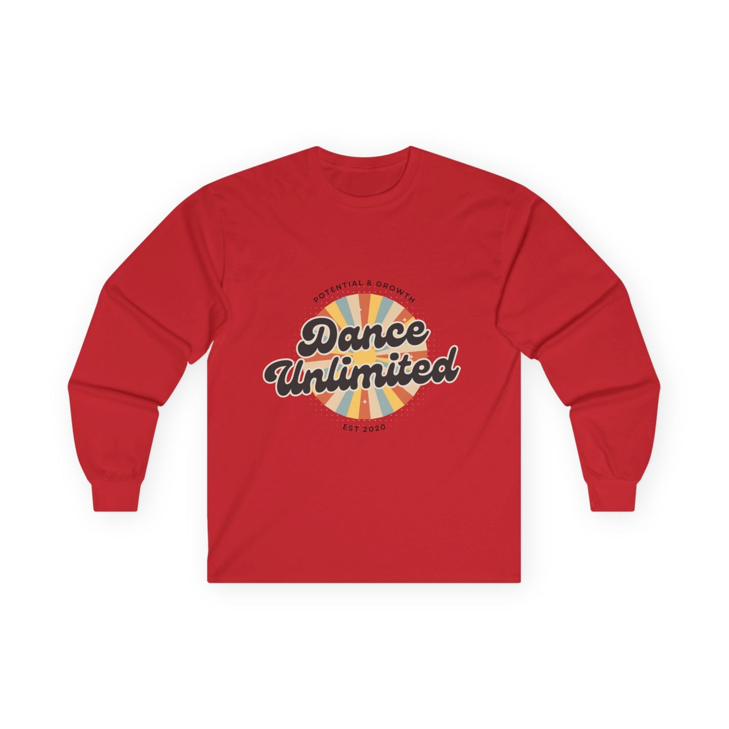 “Dance Unlimited – Potential & Growth" Unisex Long Sleeve Tee – Retro Dance Graphic Shirt for Motivated Dancers & Studio Apparel