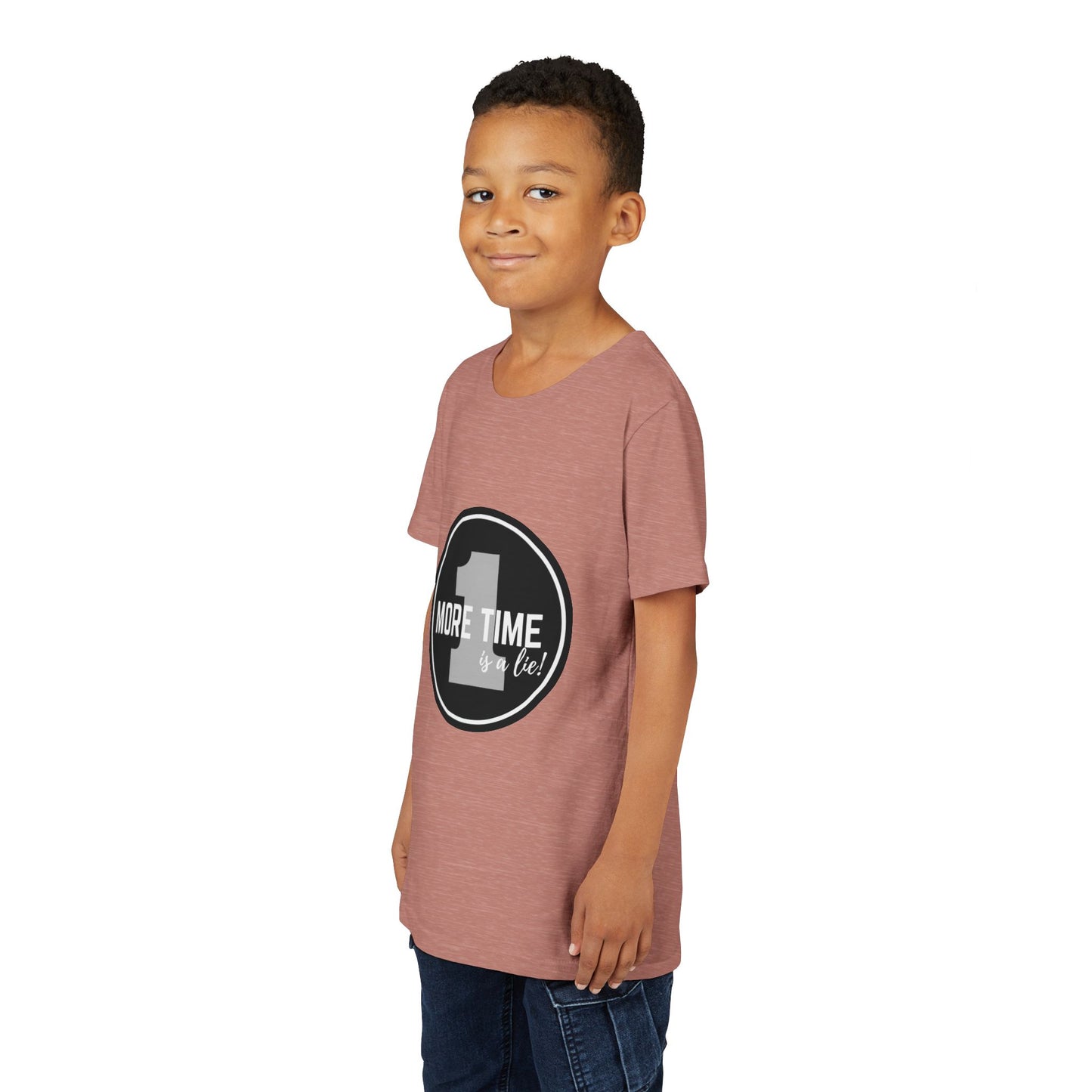 “One More Time is a Lie” Bold Emblem Dancer Graphic T-Shirt for Kids – Funny Dance Rehearsal Shirt - Youth Dance Tee