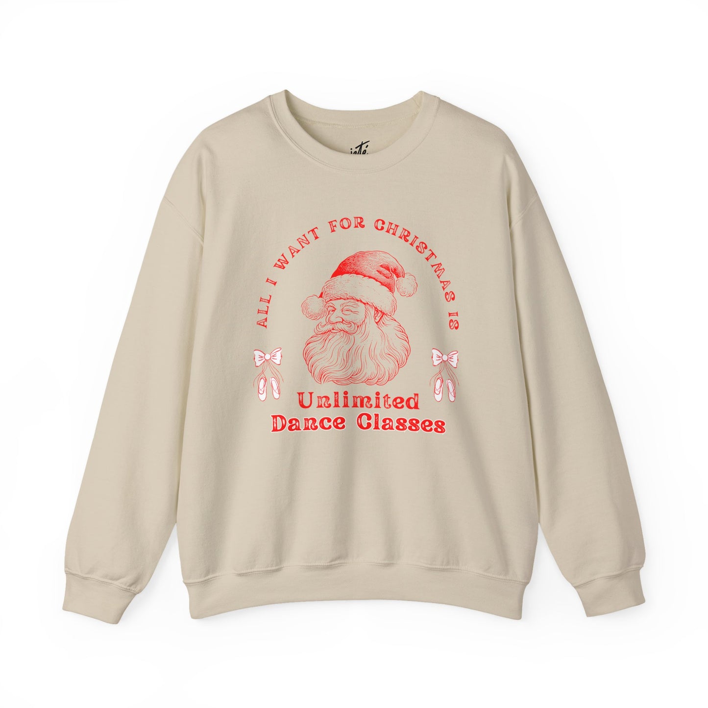 “All I Want for Christmas Is Unlimited Dance Classes” ADULT SWEATSHIRT Unisex Heavy Blend Crewneck with Vintage Santa – Festive Holiday Dance Sweatshirt for Dancers & Studios