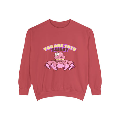 "You Are Tutu Sweet" Unisex Lightweight Crewneck Sweatshirt – Kawaii Cupcake in a Tutu Graphic Pullover for Ballet & Dance Lovers