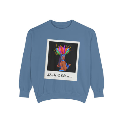 "Shake It Like a..." Unisex Lightweight Crewneck Sweatshirt – Carnival-Inspired Samba Dancer Graphic Pullover for Dance Lovers & Festival Vibes
