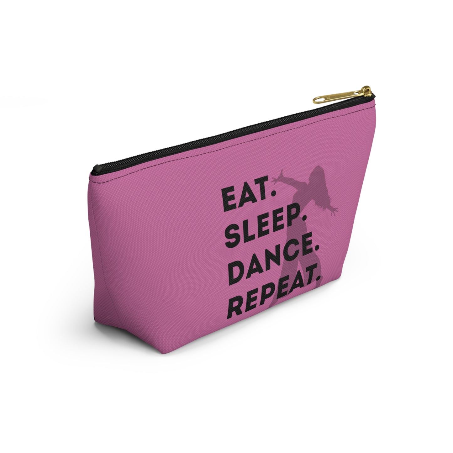 “Eat Sleep Dance Repeat” Makeup Bag – Bold Dancer Graphic – Dance-Themed Zipper Pouch for Cosmetics, Accessories & Travel Essentials