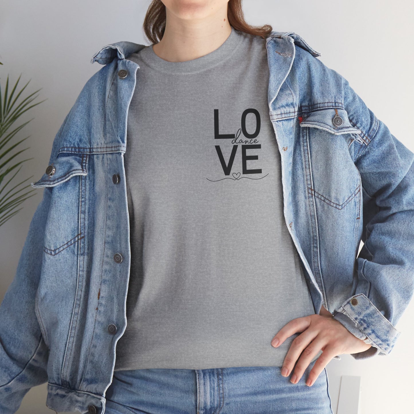 "LOVE Dance" Unisex Heavy Cotton Tee – Script Letter Graphic Dance Lover T-Shirt
