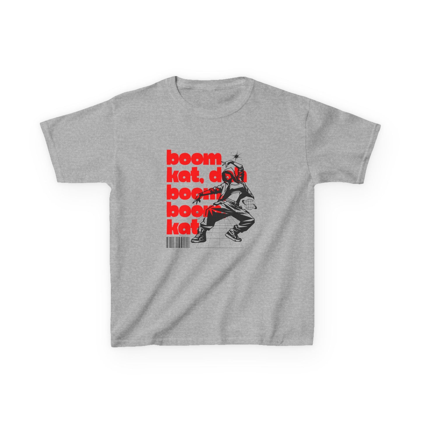 “Boom Kat Youth Short Sleeve Dance T-Shirt – Bold Streetwear-Inspired Graphic Tee for Kids