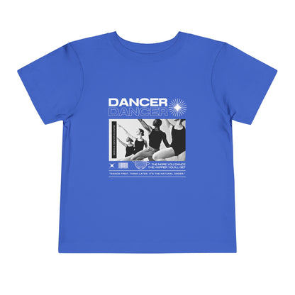 “Dancer" Toddler Short Sleeve T-Shirt – Streetwear-Inspired Ballet Barre Graphic Tee for Young Kids
