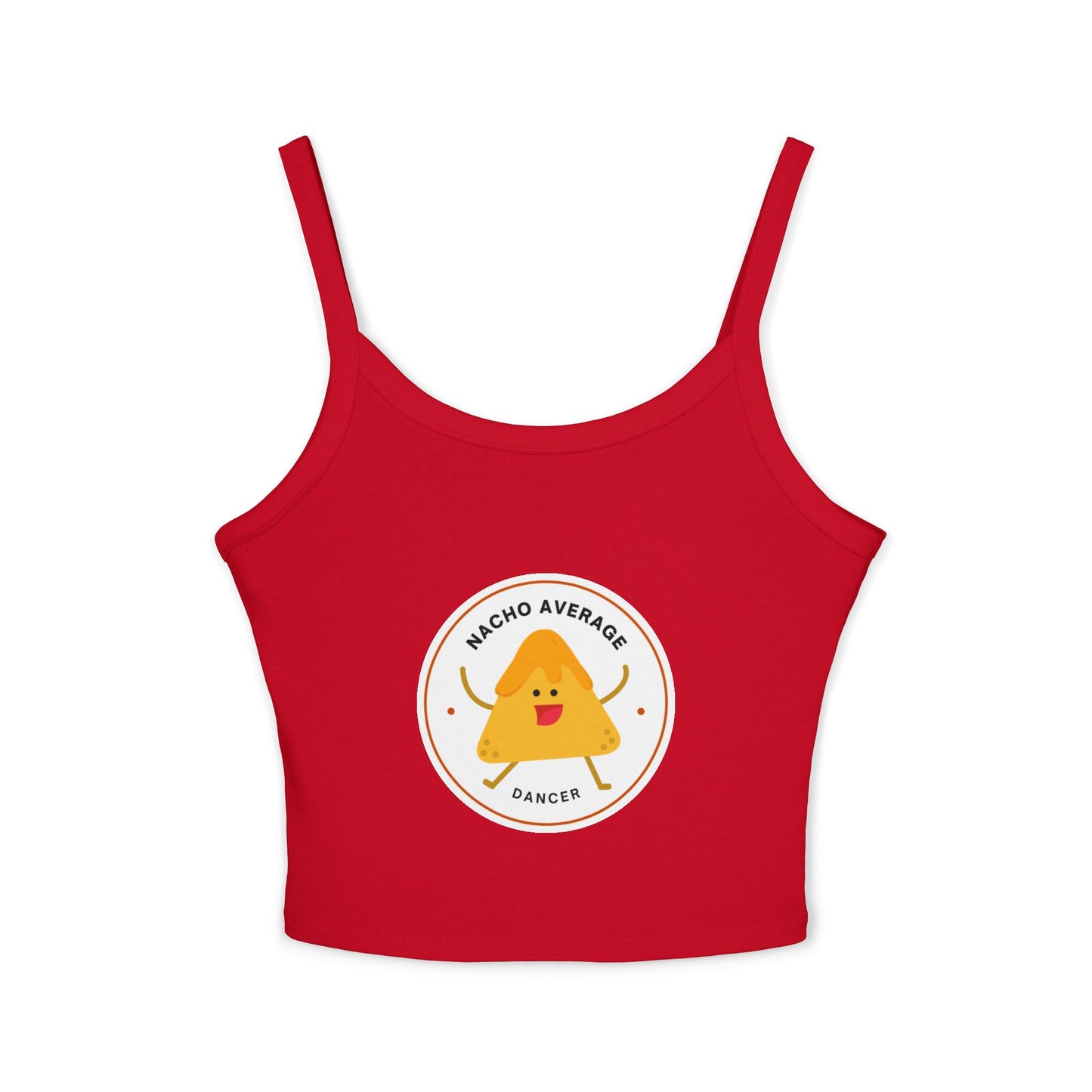 "Nacho Average Dancer" Women’s Spaghetti Strap Tank Top – Cute Nacho Dance Graphic | Funny Pun Apparel for Dancers & Food Lovers