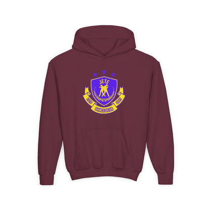 "Jeté Dance Gear" Youth Hooded Sweatshirt – Collegiate-Inspired Dance Team Graphic Hoodie for Kids and Teens