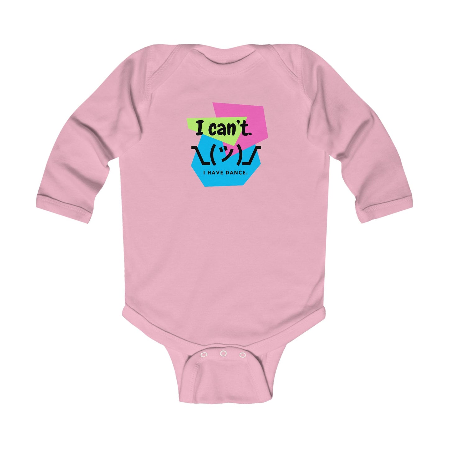 "I Can't. I Have Dance." Infant Long Sleeve Bodysuit – Retro 80's Emoji Dance Graphic Baby Outfit for Future Performers