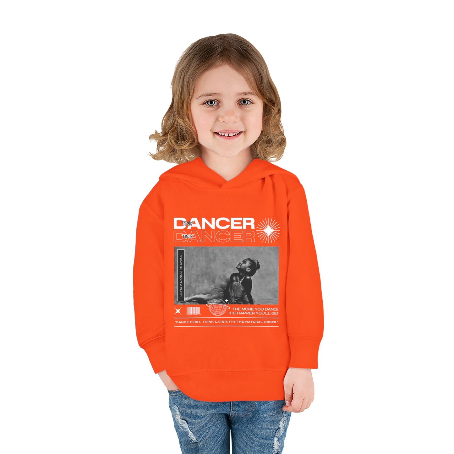 “Tiny Dancer” Toddler Pullover Hoodie – Streetwear-Inspired Ballet Dancer Graphic Sweatshirt for Kids