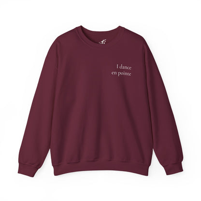 “I Dance en Pointe” - Optional Personalized Sleeve - Ballet Unisex Heavy Blend™ Crewneck Sweatshirt with Front and Back Print